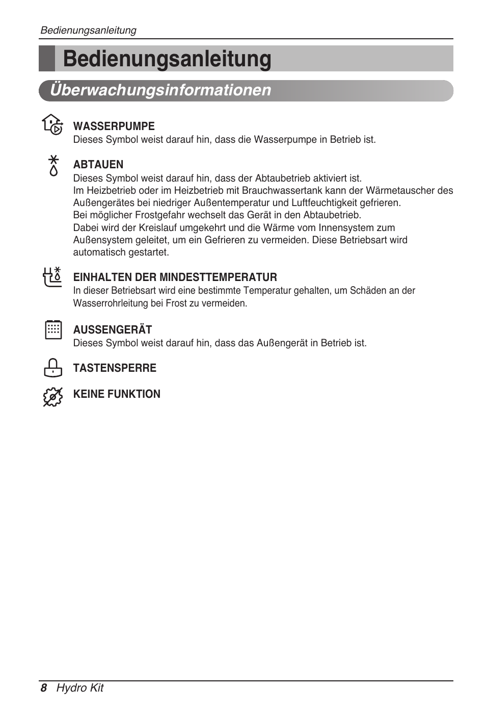 Bedienungsanleitung, Überwachungsinformationen | LG ARNH08GK3A2 User Manual | Page 112 / 495