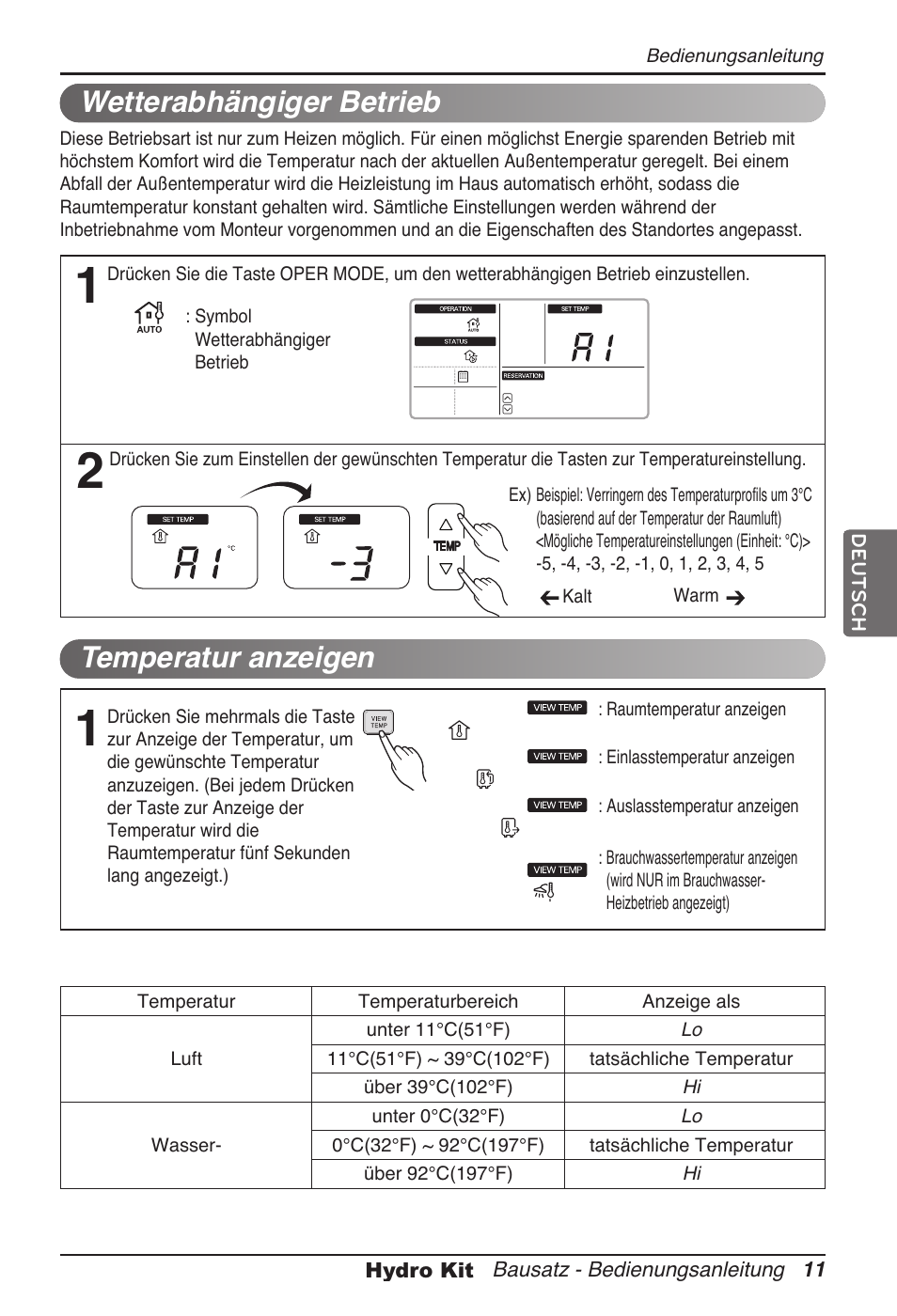 Wetterabhängiger betrieb, Temperatur anzeigen | LG ARNH08GK3A2 User Manual | Page 115 / 495