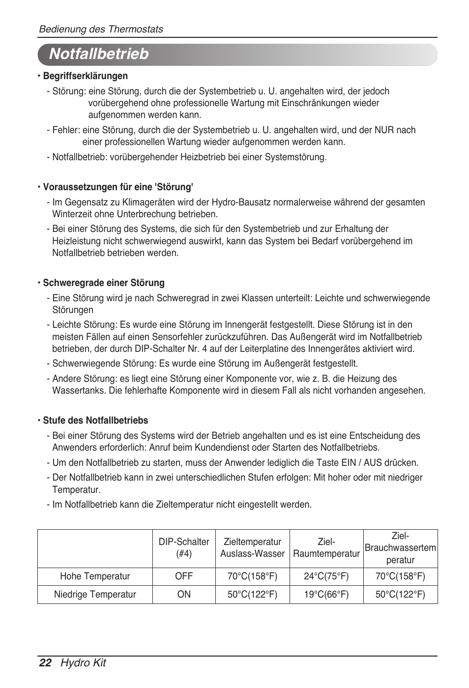 Notfallbetrieb | LG ARNH08GK3A2 User Manual | Page 126 / 495