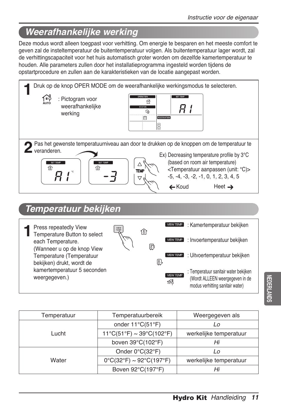 Weerafhankelijke werking, Temperatuur bekijken | LG ARNH08GK3A2 User Manual | Page 193 / 495