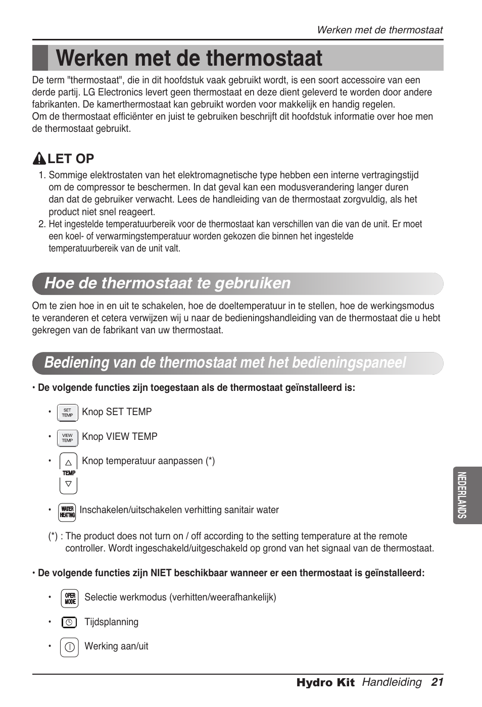 Werken met de thermostaat | LG ARNH08GK3A2 User Manual | Page 203 / 495