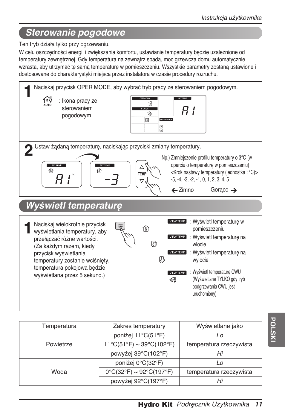 Sterowanie pogodowe, Wyświetl temperaturę | LG ARNH08GK3A2 User Manual | Page 219 / 495