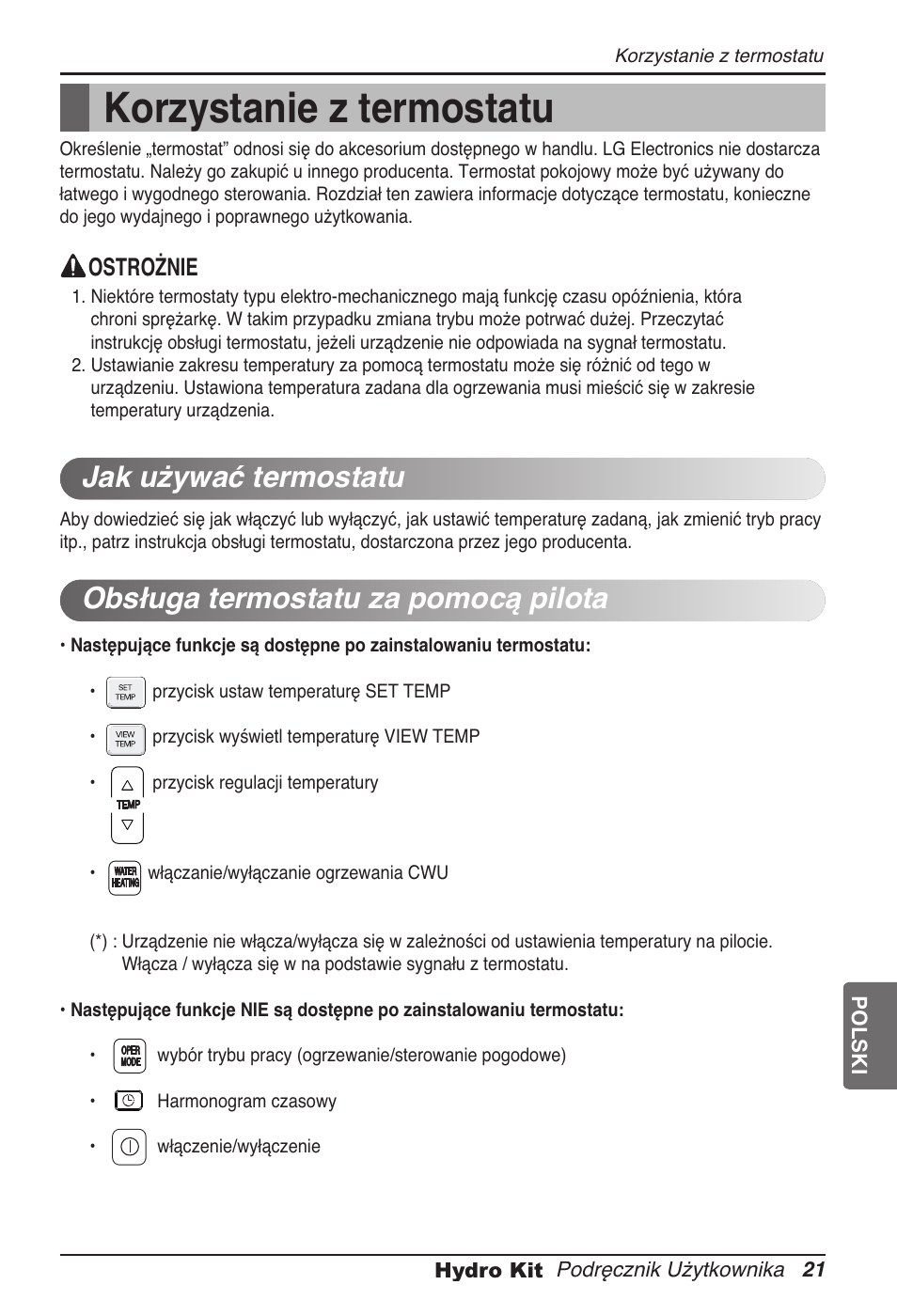 Korzystanie z termostatu | LG ARNH08GK3A2 User Manual | Page 229 / 495