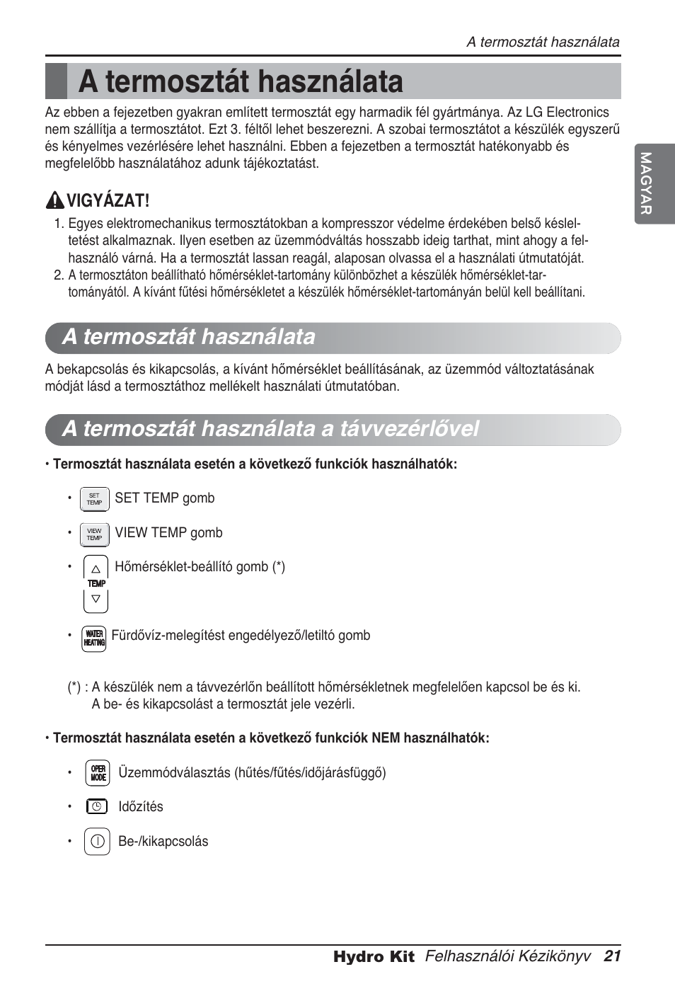 A termosztát használata | LG ARNH08GK3A2 User Manual | Page 307 / 495