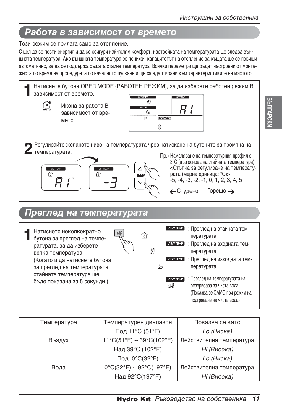 Работа в зависимост от времето, Преглед на температурата | LG ARNH08GK3A2 User Manual | Page 323 / 495