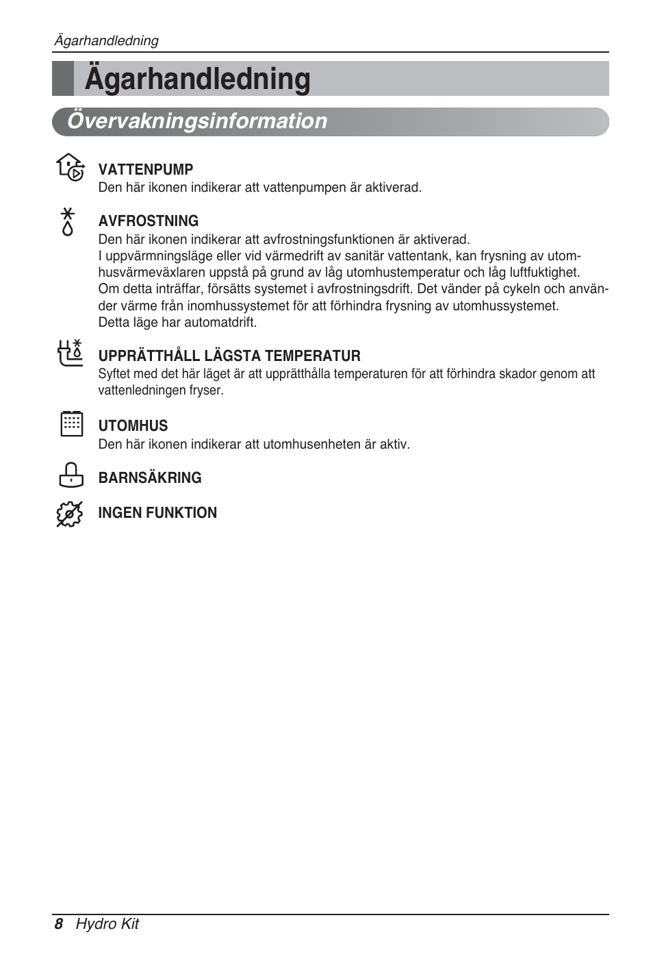 Ägarhandledning, Övervakningsinformation | LG ARNH08GK3A2 User Manual | Page 398 / 495