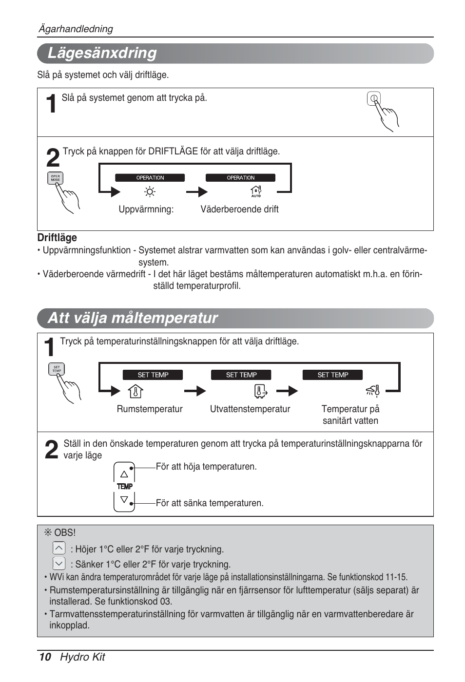 Att välja måltemperatur, Lägesänxdring | LG ARNH08GK3A2 User Manual | Page 400 / 495