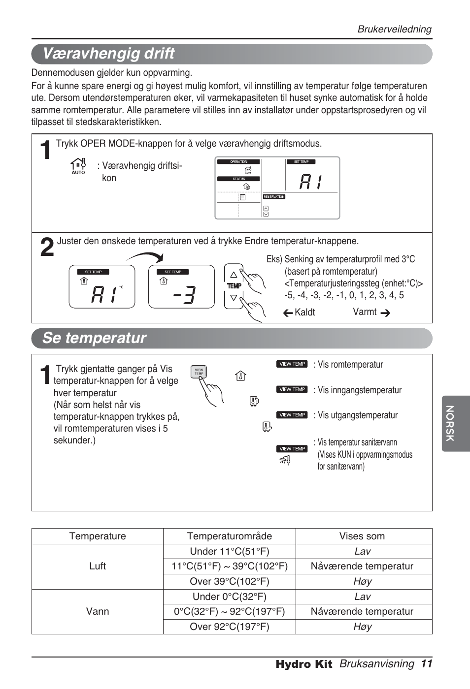 Væravhengig drift, Se temperatur | LG ARNH08GK3A2 User Manual | Page 427 / 495