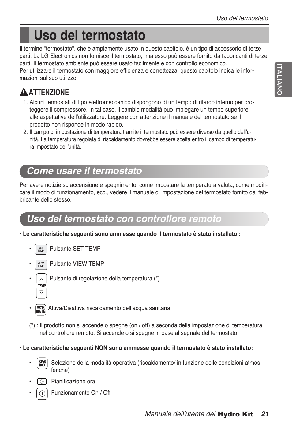 Uso del termostato | LG ARNH08GK3A2 User Manual | Page 47 / 495