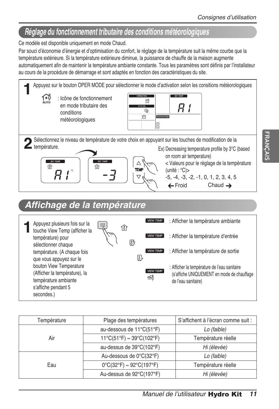 Affichage de la température | LG ARNH08GK3A2 User Manual | Page 89 / 495