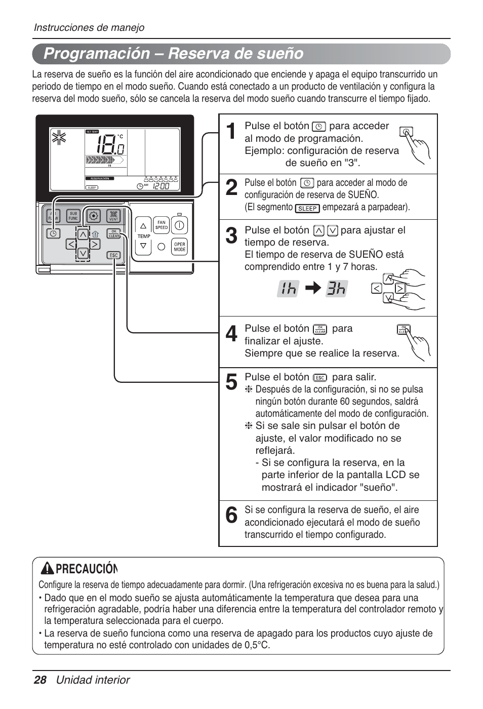 Programación – reserva de sueño | LG MT09AH User Manual | Page 100 / 289