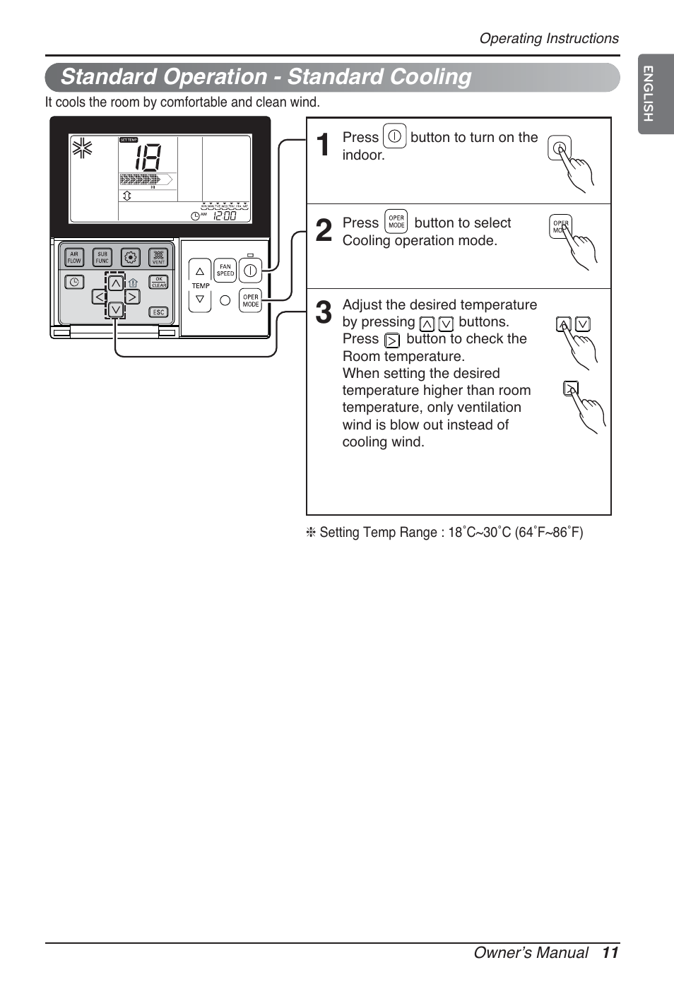 Standard operation - standard cooling | LG MT09AH User Manual | Page 11 / 289