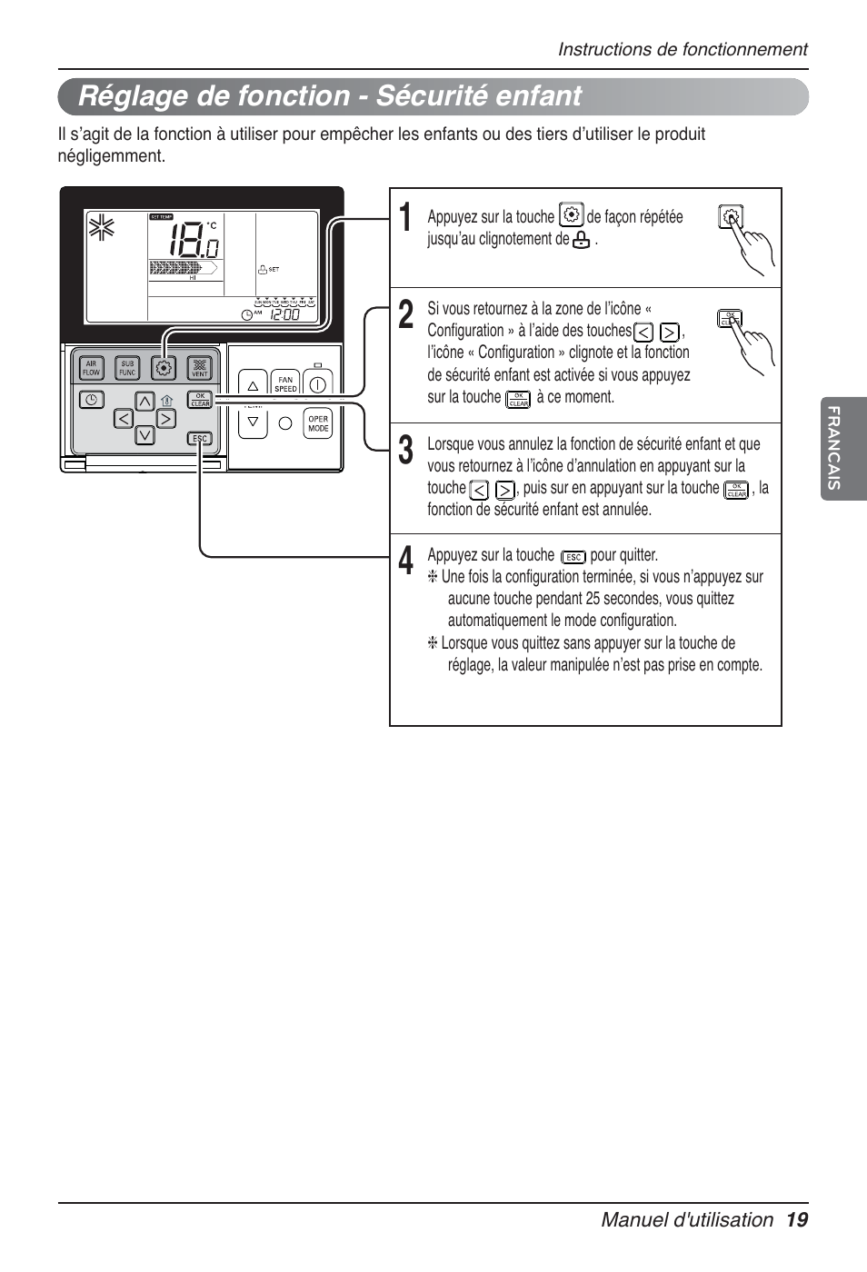 Réglage de fonction - sécurité enfant | LG MT09AH User Manual | Page 127 / 289