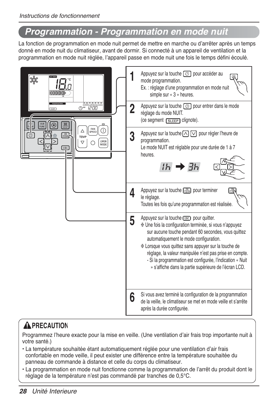 Programmation - programmation en mode nuit | LG MT09AH User Manual | Page 136 / 289