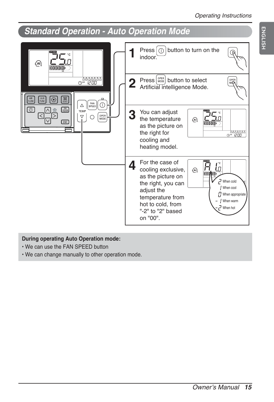 Standard operation - auto operation mode | LG MT09AH User Manual | Page 15 / 289