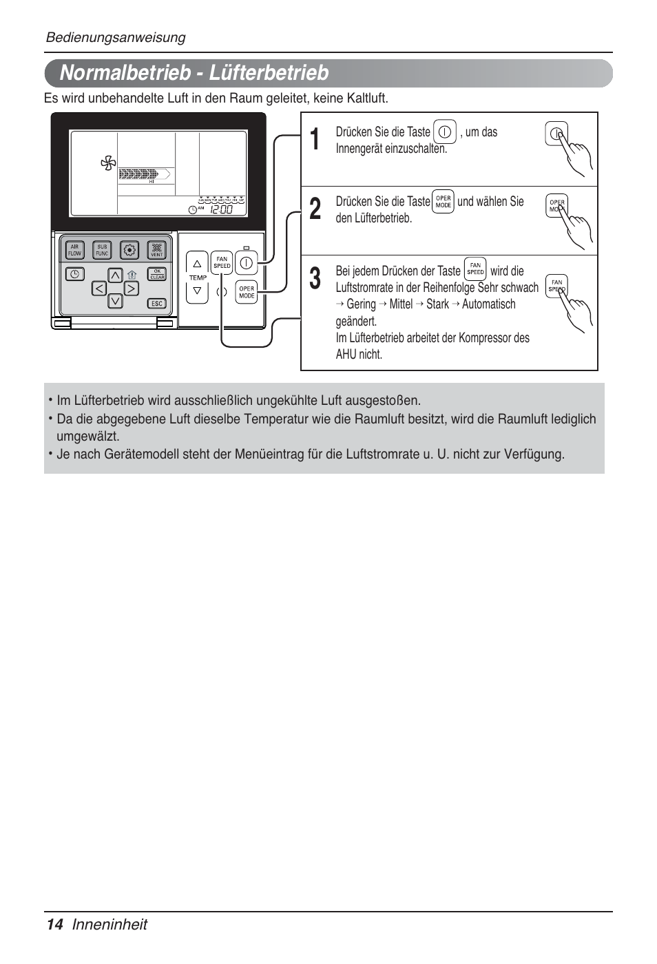 Normalbetrieb - lüfterbetrieb | LG MT09AH User Manual | Page 158 / 289