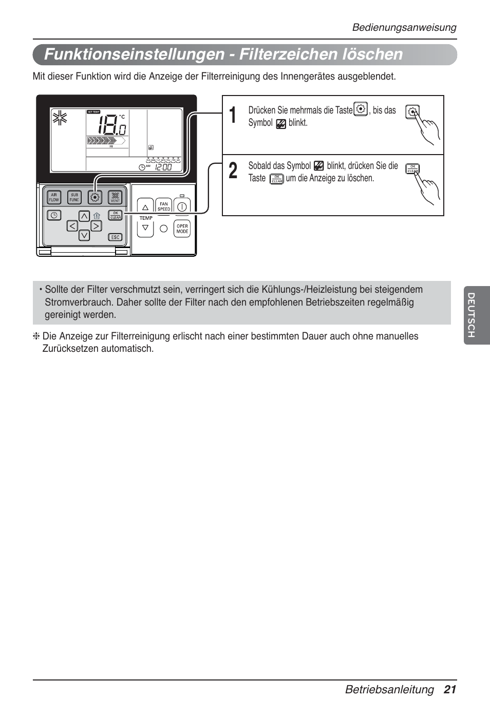 Funktionseinstellungen - filterzeichen löschen | LG MT09AH User Manual | Page 165 / 289