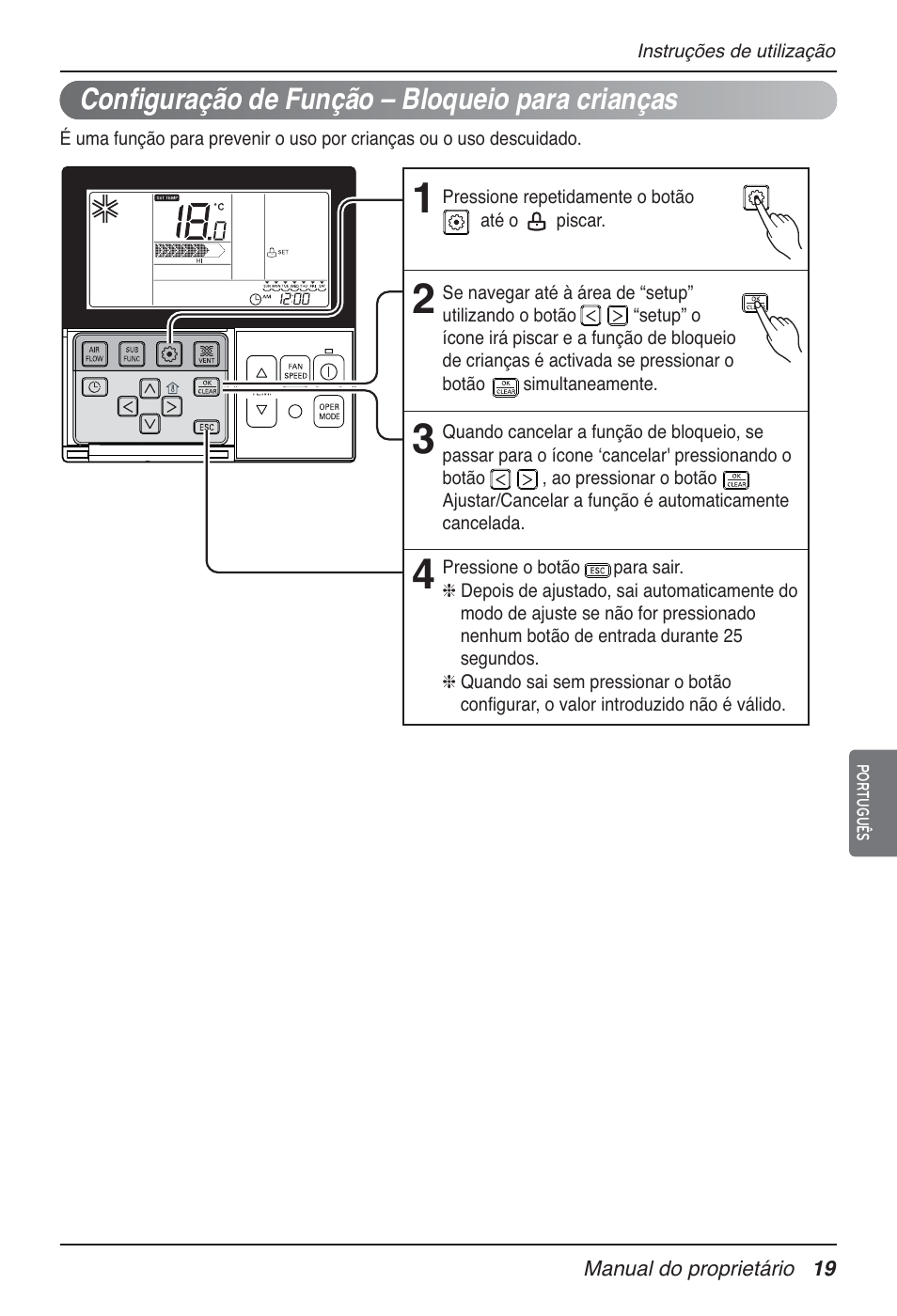 Configuração de função – bloqueio para crianças | LG MT09AH User Manual | Page 235 / 289