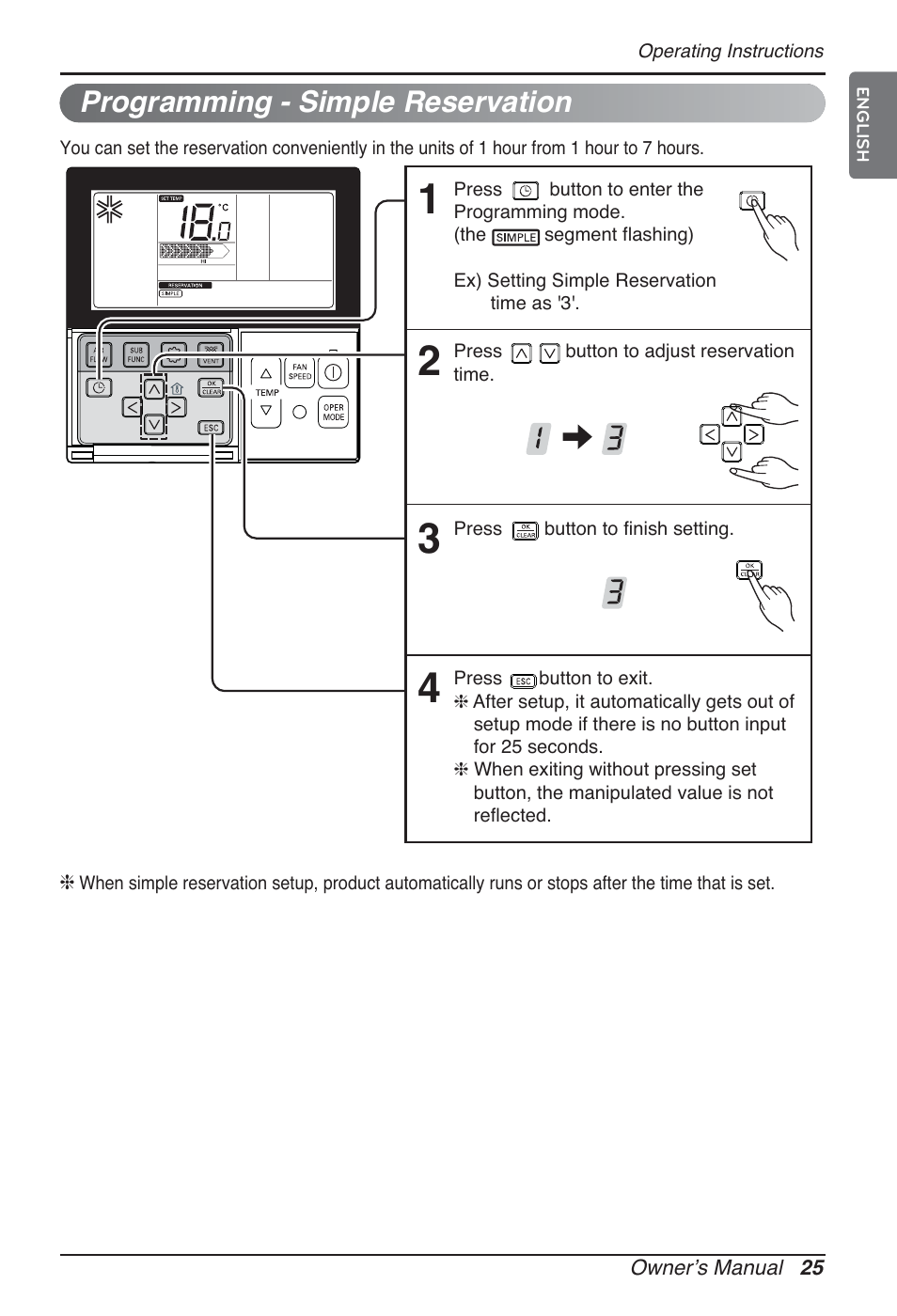 Programming - simple reservation | LG MT09AH User Manual | Page 25 / 289