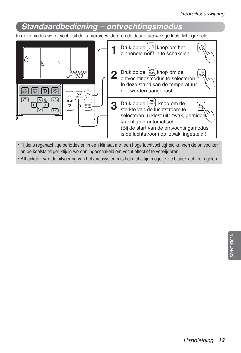 Standaardbediening – ontvochtingsmodus | LG MT09AH User Manual | Page 265 / 289