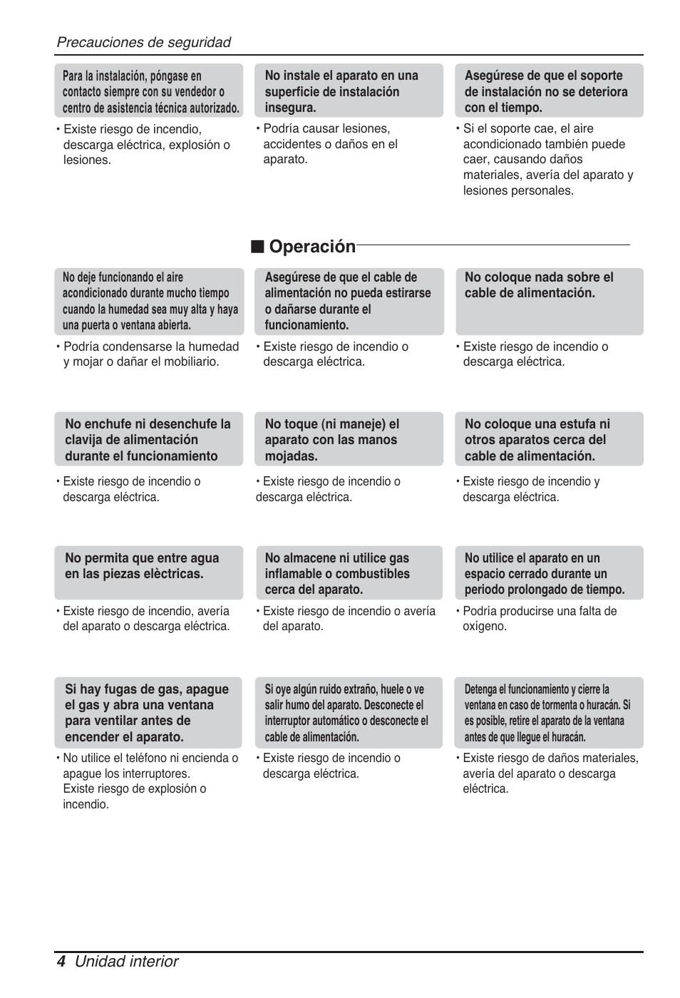 N operación, 4 unidad interior | LG MT09AH User Manual | Page 76 / 289