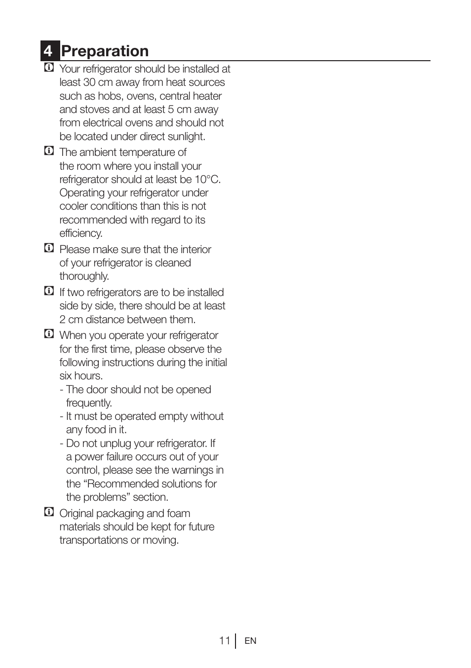 4preparation | Beko FS 127930 User Manual | Page 12 / 82