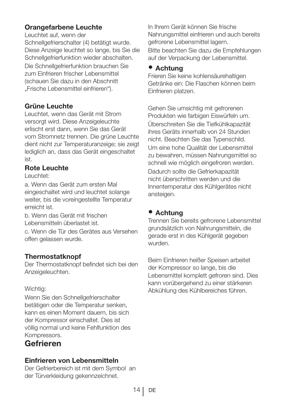 Gefrieren | Beko FS 127930 User Manual | Page 35 / 82