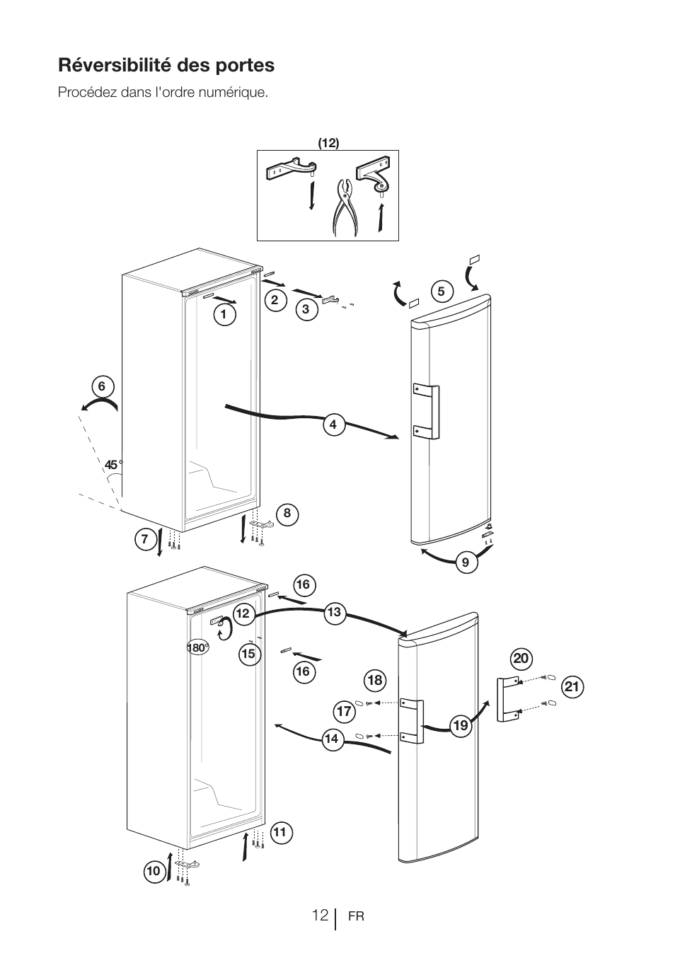 Réversibilité des portes | Beko FS 127930 User Manual | Page 53 / 82