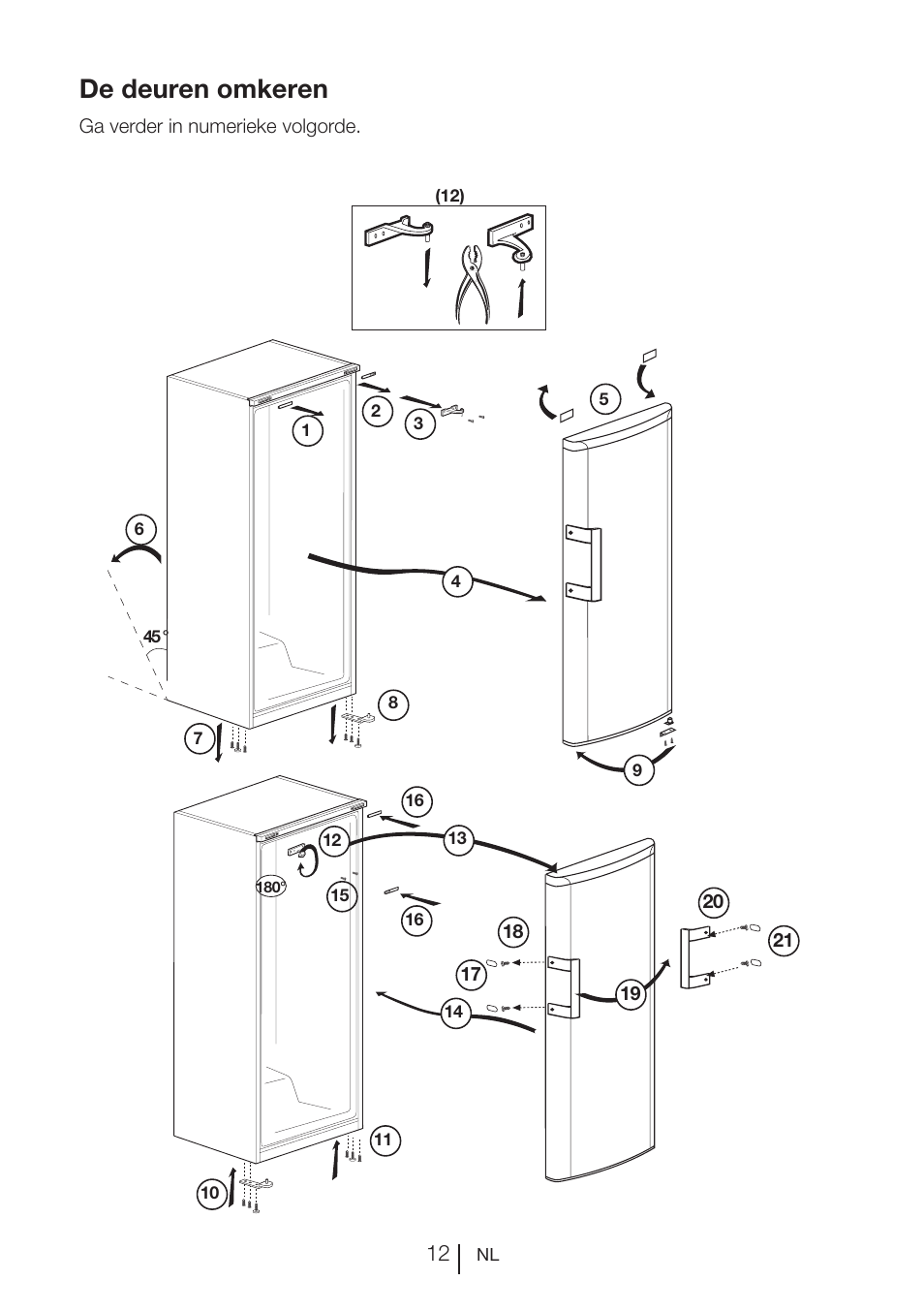 De deuren omkeren | Beko FS 127930 User Manual | Page 73 / 82