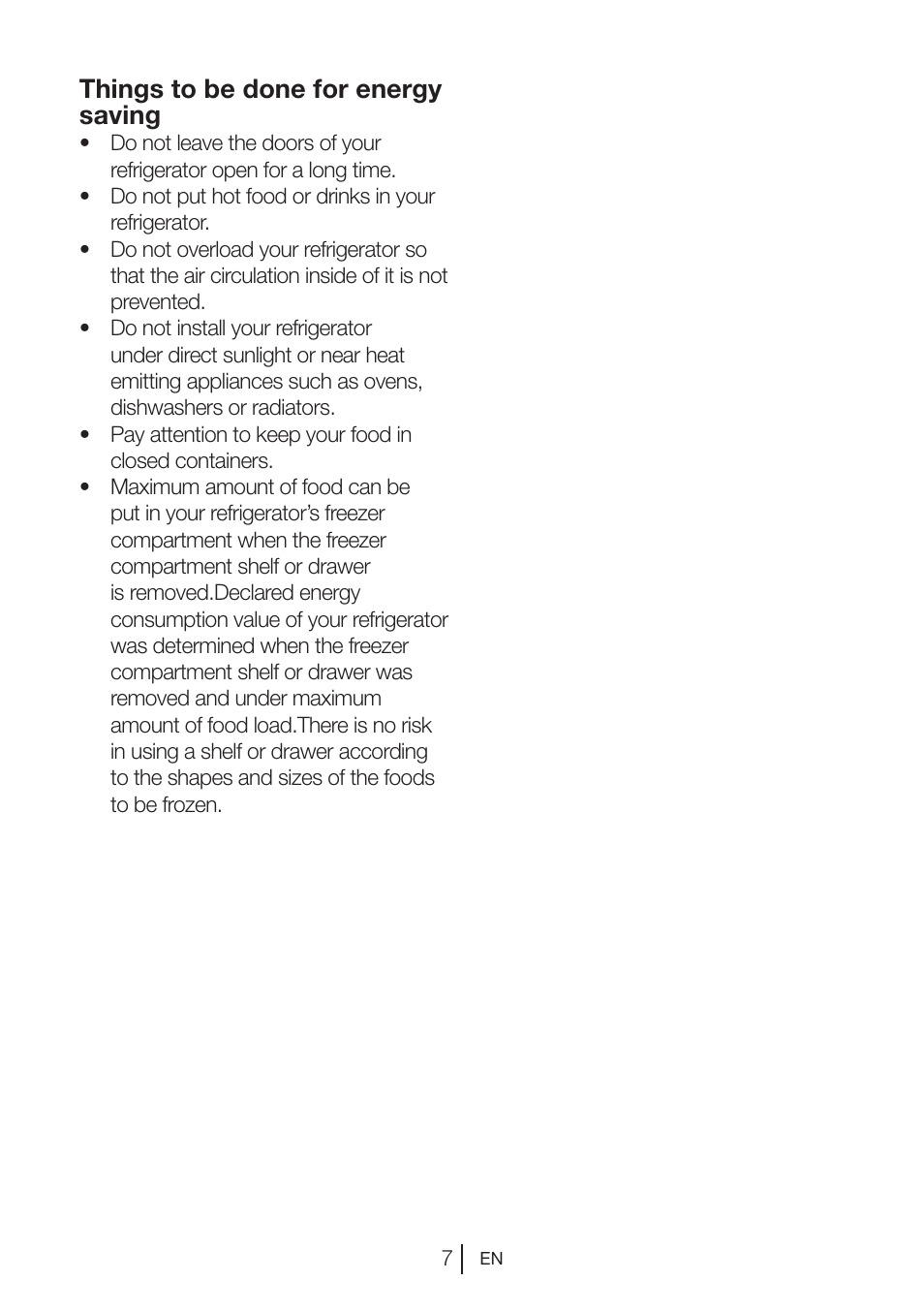 Things to be done for energy saving | Beko FS 127930 User Manual | Page 8 / 82