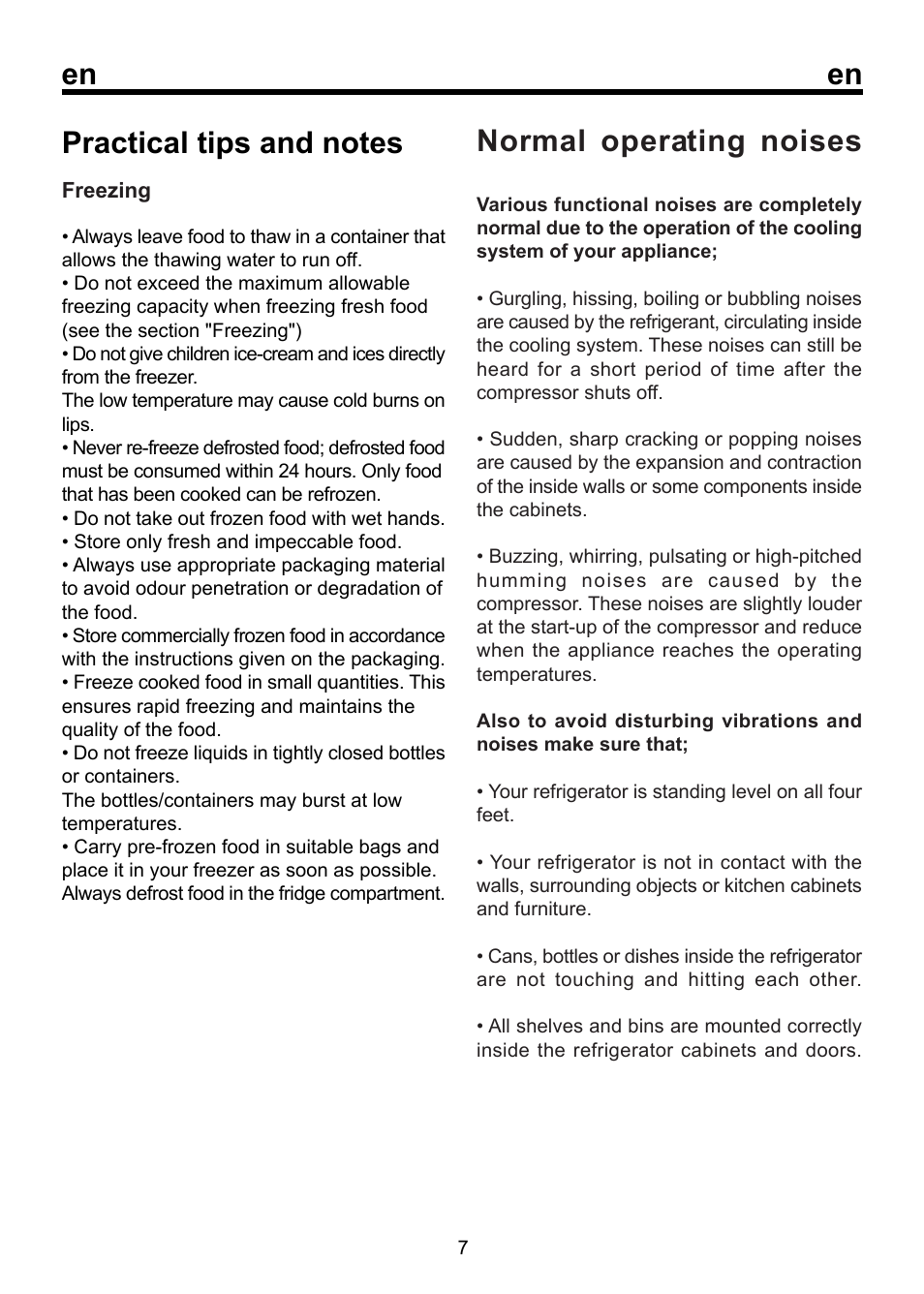 Normal operating noises | Beko FSE 1072 User Manual | Page 14 / 64