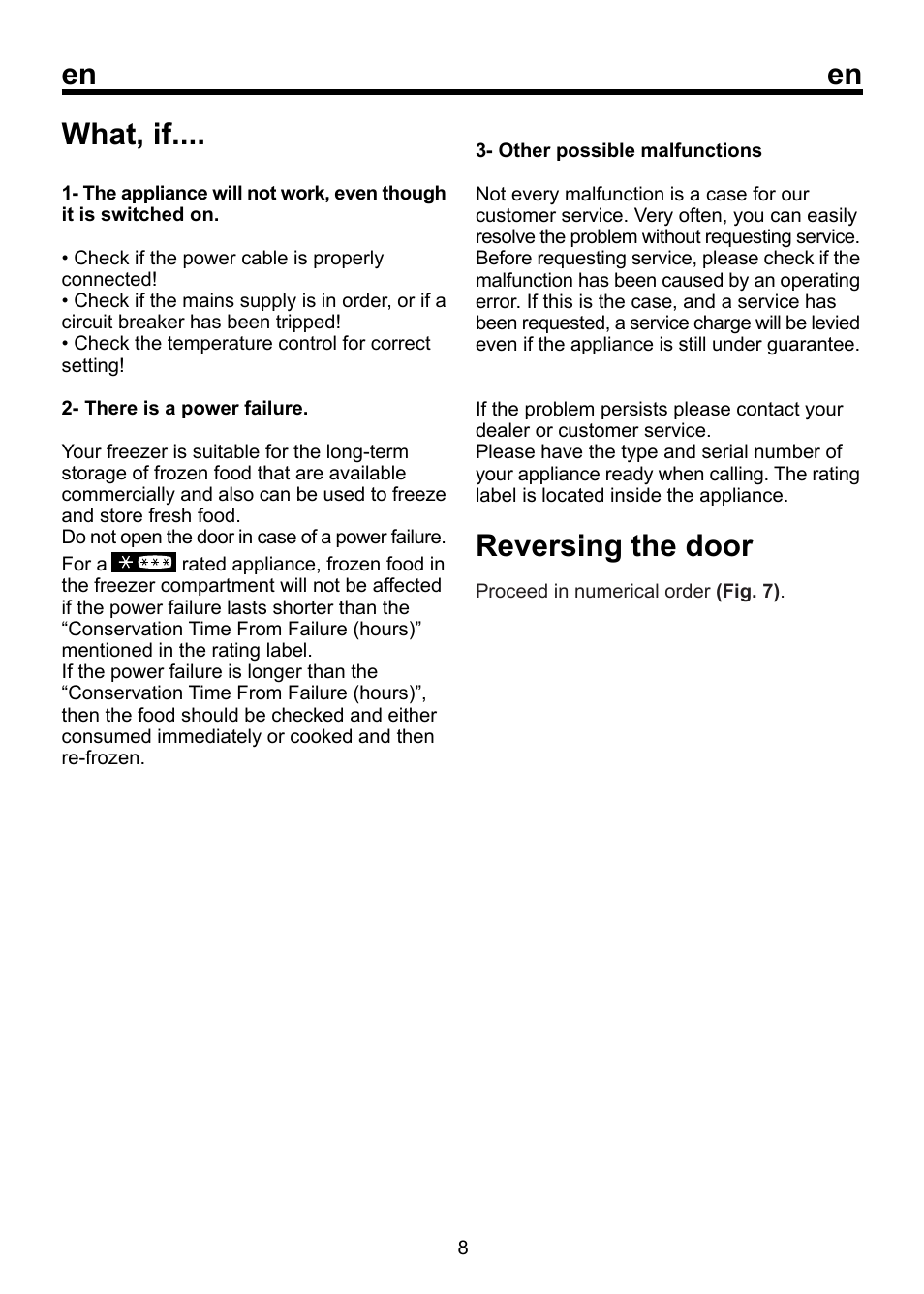 En what, if, Reversing the door | Beko FSE 1072 User Manual | Page 15 / 64