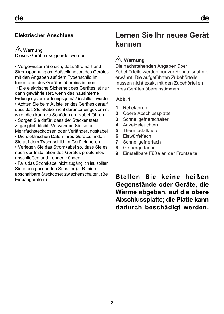 Lernen sie ihr neues gerät kennen | Beko FSE 1072 User Manual | Page 19 / 64