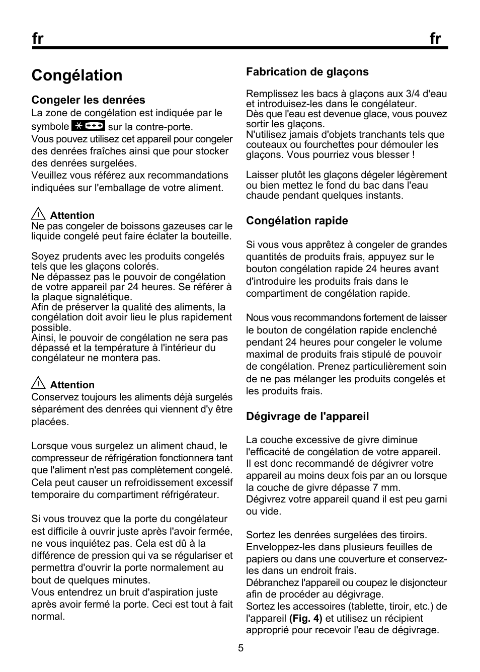 Congélation | Beko FSE 1072 User Manual | Page 30 / 64