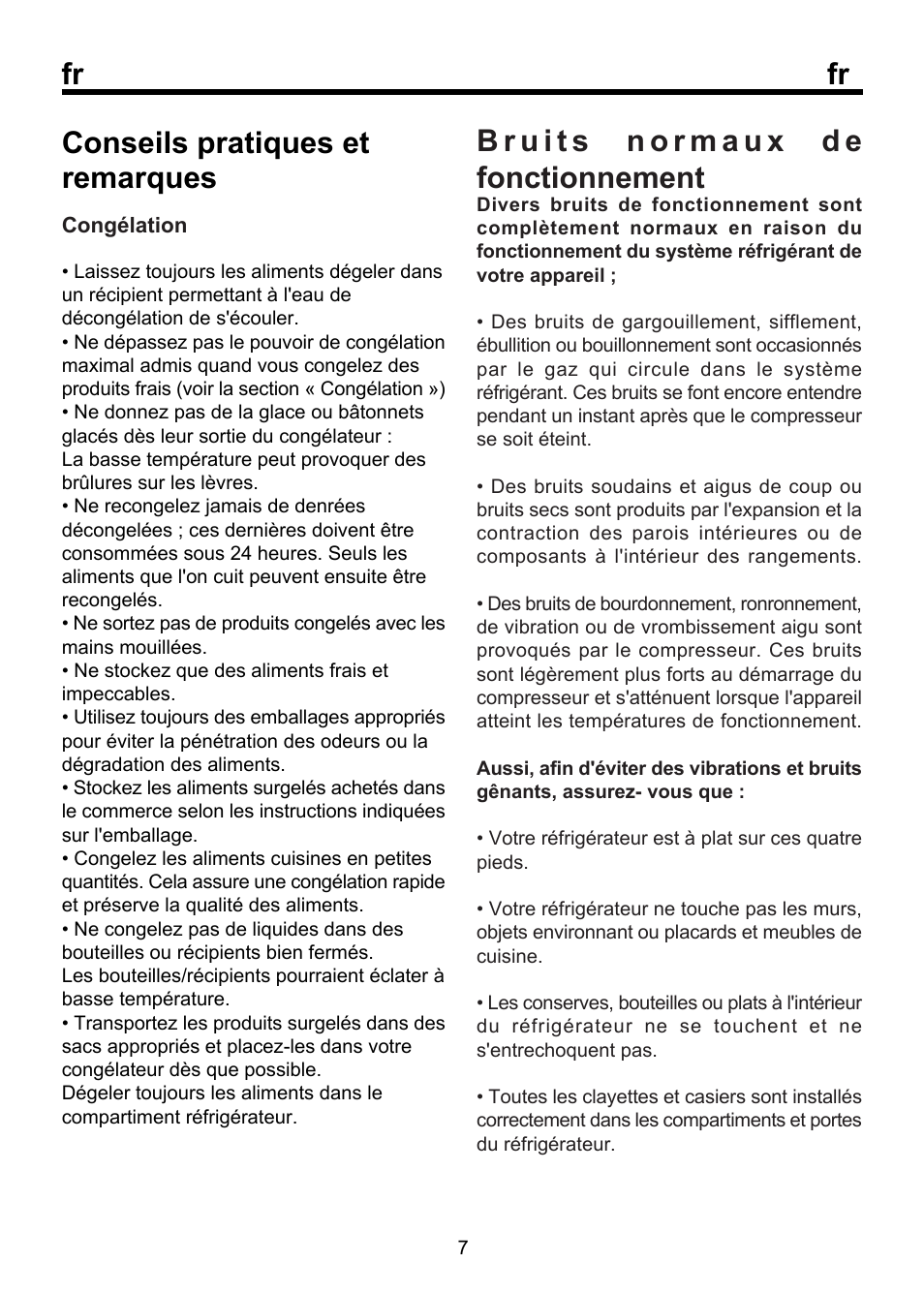 Fr conseils pratiques et remarques | Beko FSE 1072 User Manual | Page 32 / 64