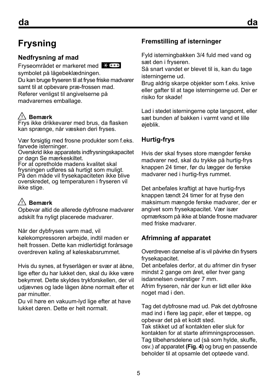 Frysning | Beko FSE 1072 User Manual | Page 39 / 64