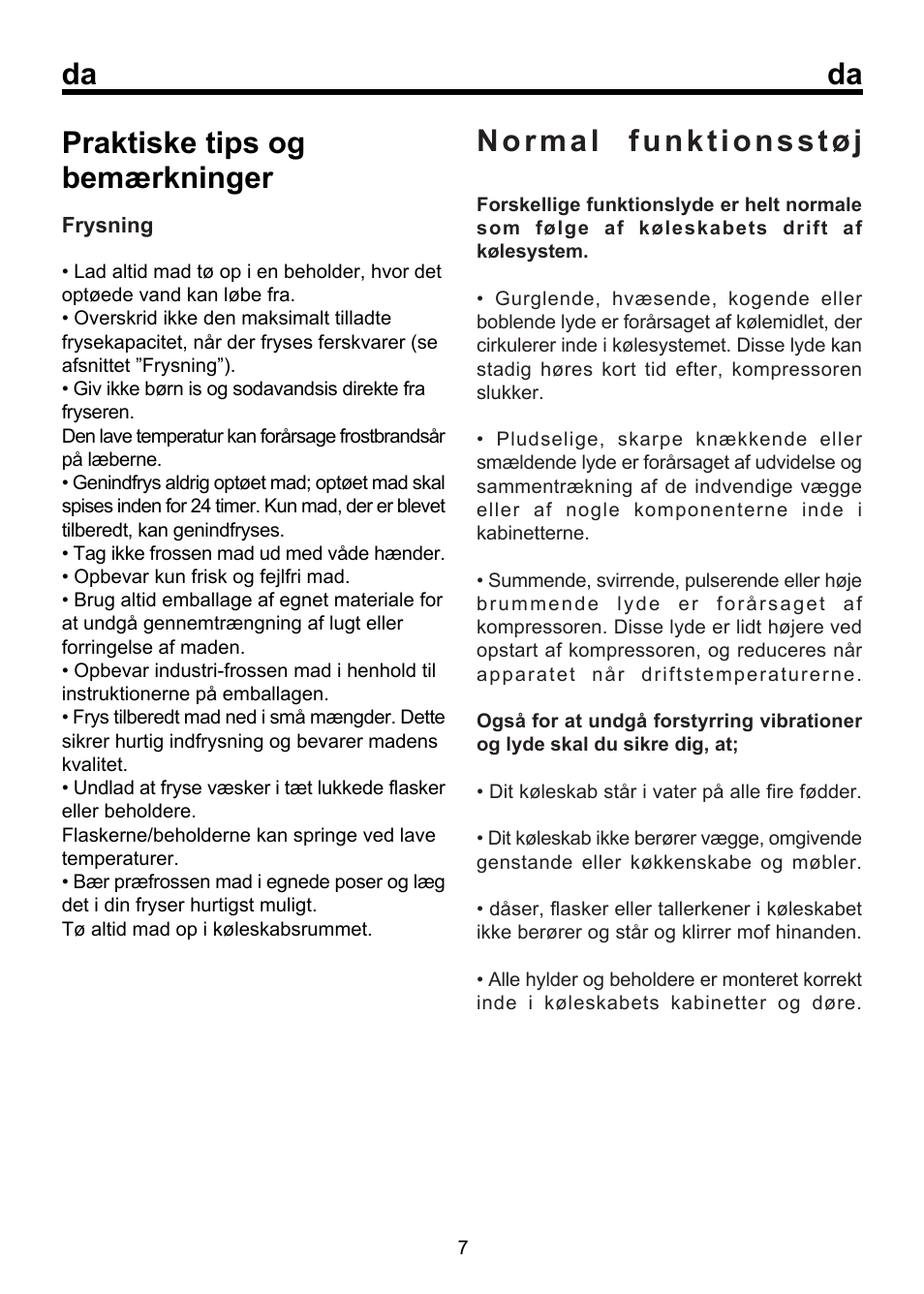 Da praktiske tips og bemærkninger | Beko FSE 1072 User Manual | Page 41 / 64