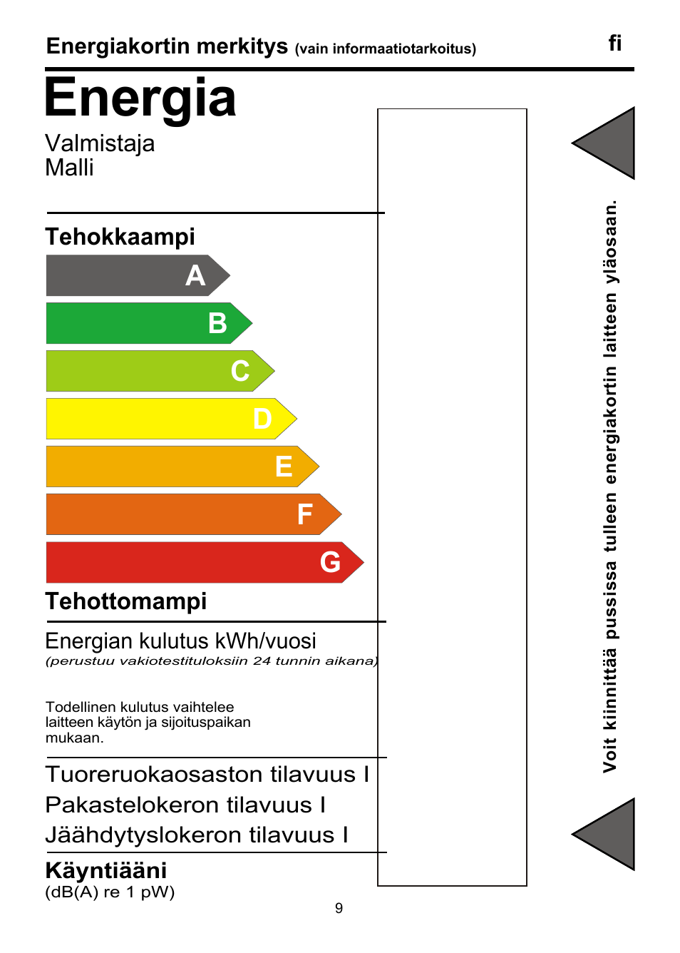 Energia | Beko FSE 1072 User Manual | Page 52 / 64