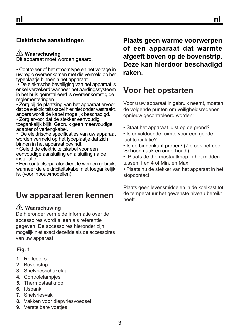 Uw apparaat leren kennen, Voor het opstarten | Beko FSE 1072 User Manual | Page 55 / 64