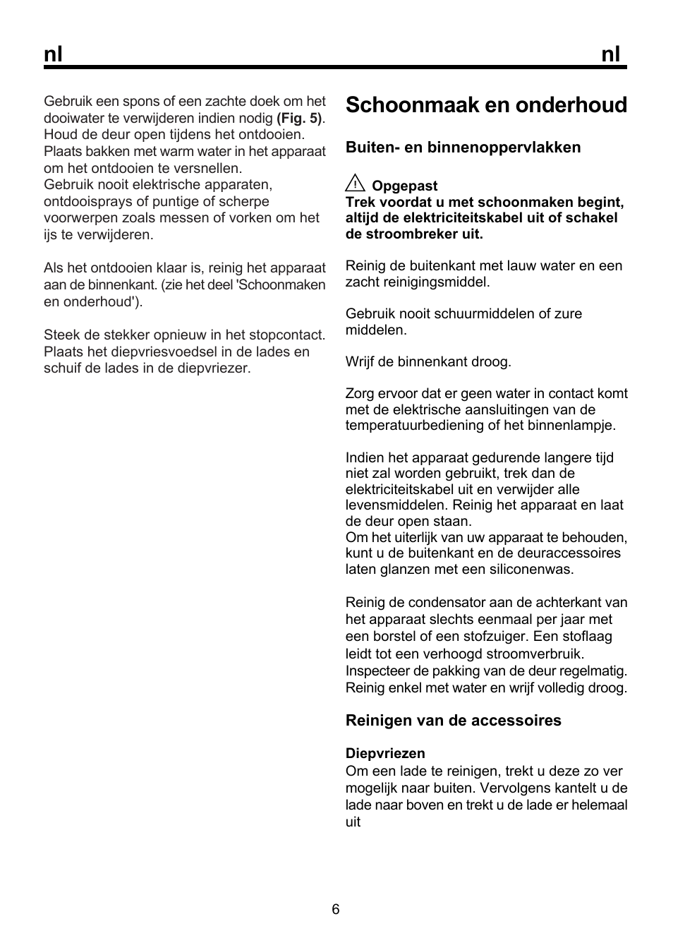 Nl schoonmaak en onderhoud | Beko FSE 1072 User Manual | Page 58 / 64