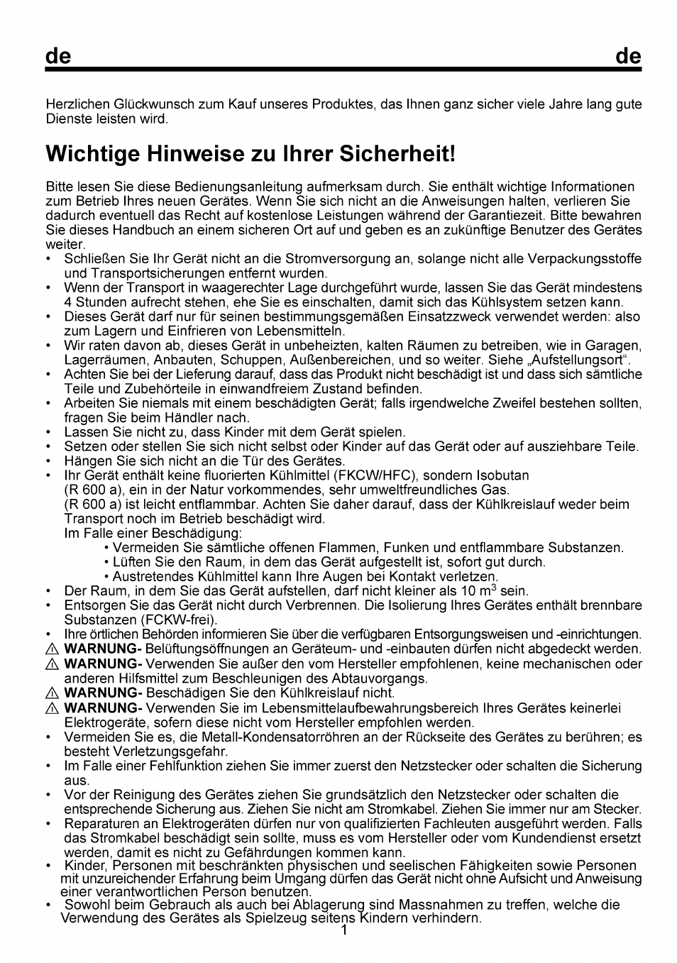 Wichtige hinweise zu ihrer sicherheit, Wichtige hinweise zu ihrer sicherheit... /1 | Beko FSE 1073 User Manual | Page 17 / 64