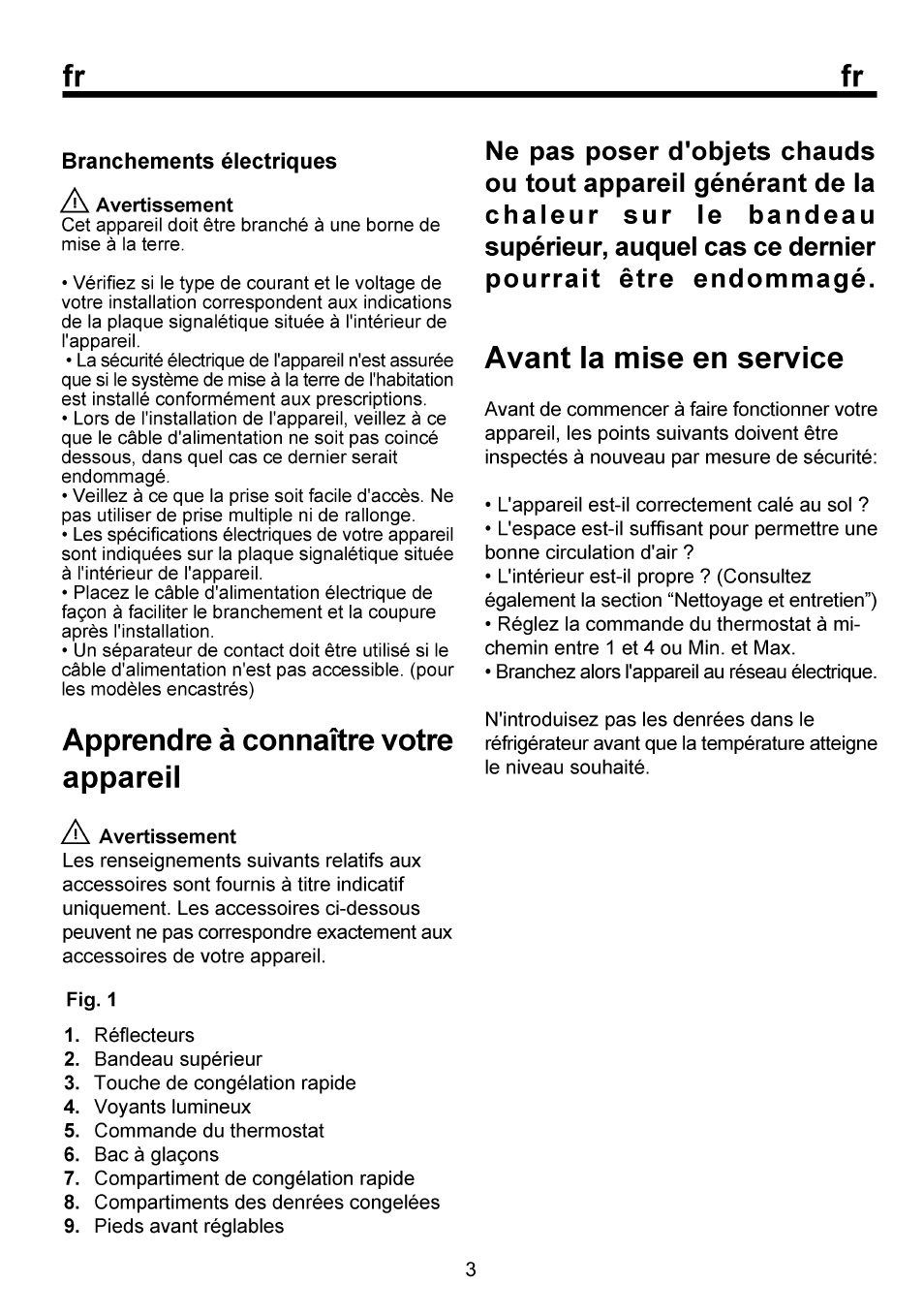 Branchements électriques, Apprendre à connaître votre appareil, Avant la mise en service | Beko FSE 1073 User Manual | Page 28 / 64