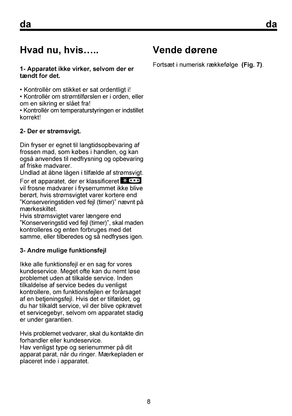 Hvad nu, hvis, Vende dorene, Da hvad nu, hvis | Beko FSE 1073 User Manual | Page 42 / 64