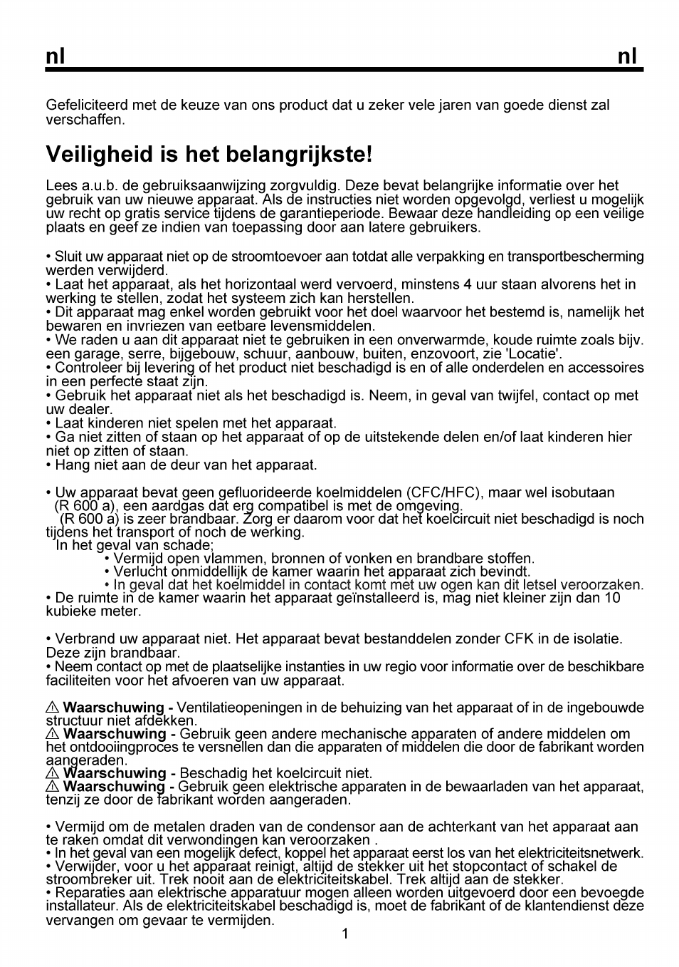 Veiligheid is het belangrijkste | Beko FSE 1073 User Manual | Page 53 / 64