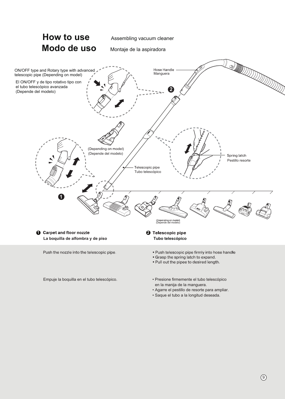 How to use, Modo de uso | LG VC3016NRTQ User Manual | Page 10 / 25