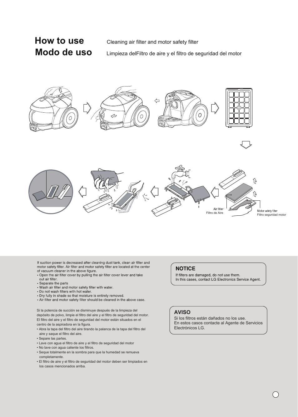 How to use, Modo de uso | LG VC3016NRTQ User Manual | Page 22 / 25