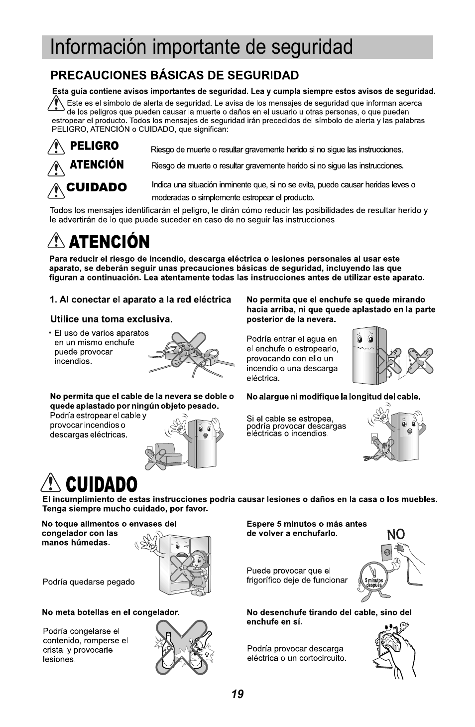 Informacion importante de seguridad | LG GR3421W User Manual | Page 20 / 48