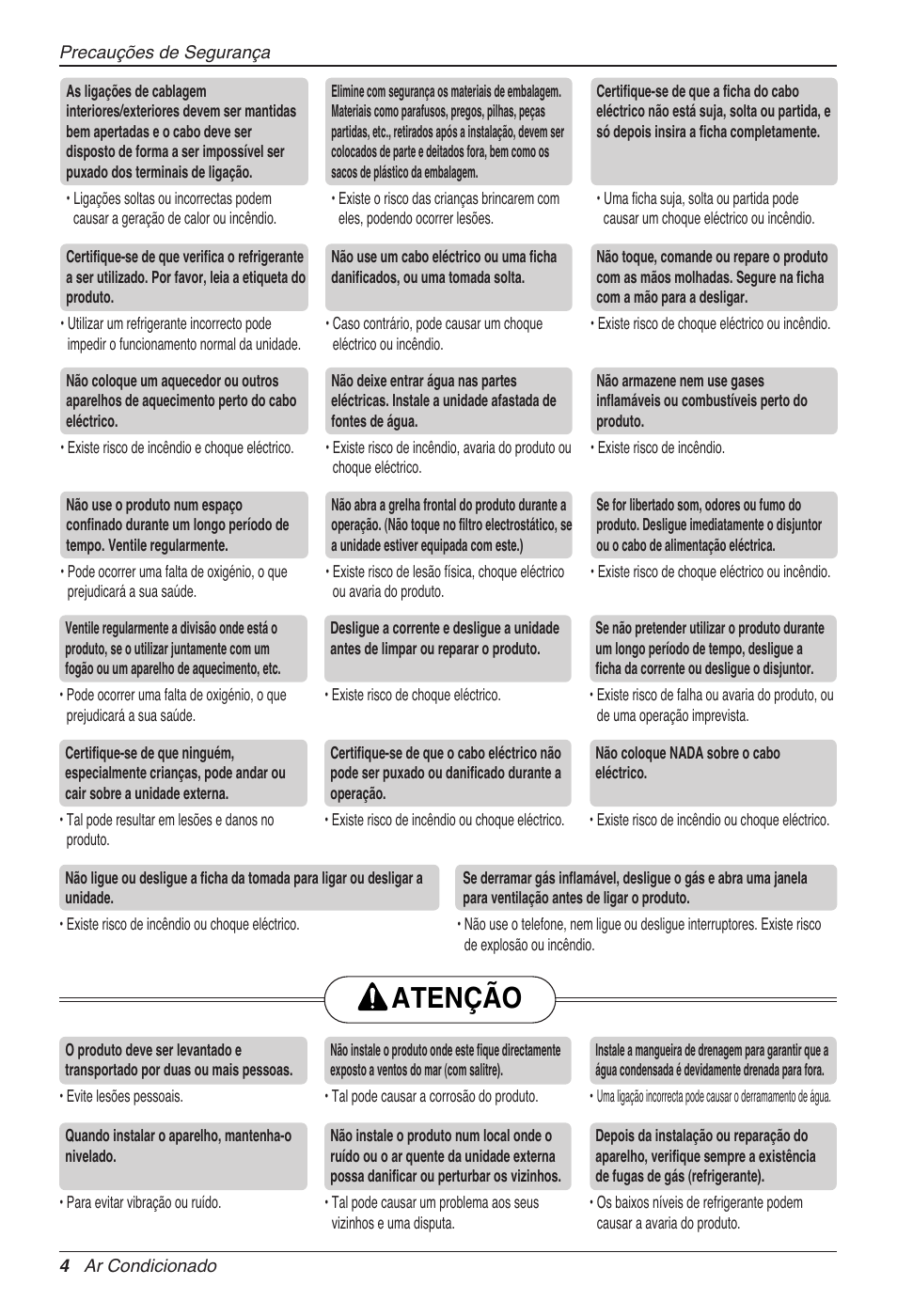 Atenção | LG CC07AWV User Manual | Page 124 / 381