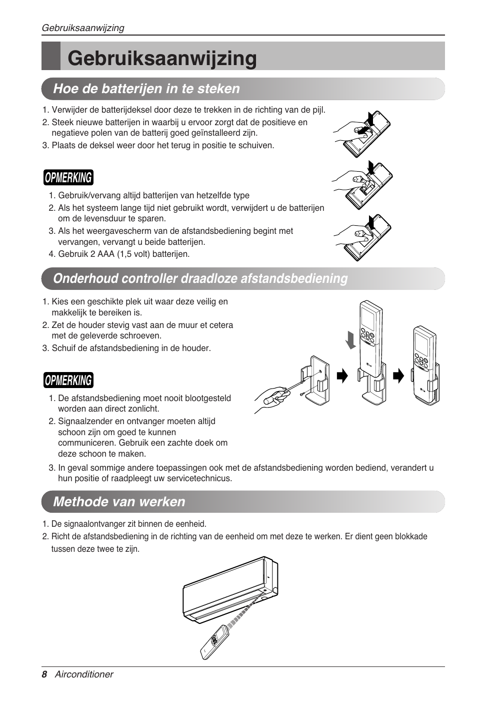 Gebruiksaanwijzing, Opmerking, Methode van werken | LG CC07AWV User Manual | Page 148 / 381