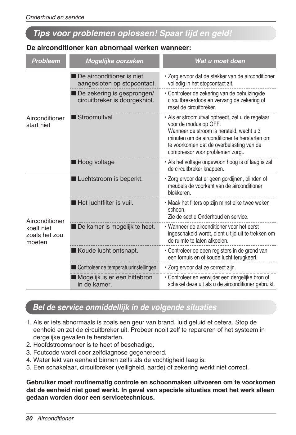 Tips voor problemen oplossen! spaar tijd en geld | LG CC07AWV User Manual | Page 160 / 381